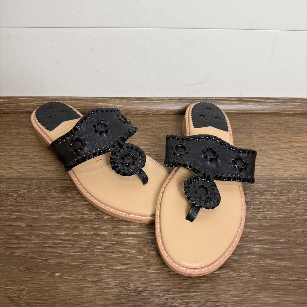 Jack Rogers Women's Jack Flat Black Sandals Size 6.5 Dressy Summer Designer - Picture 1 of 9